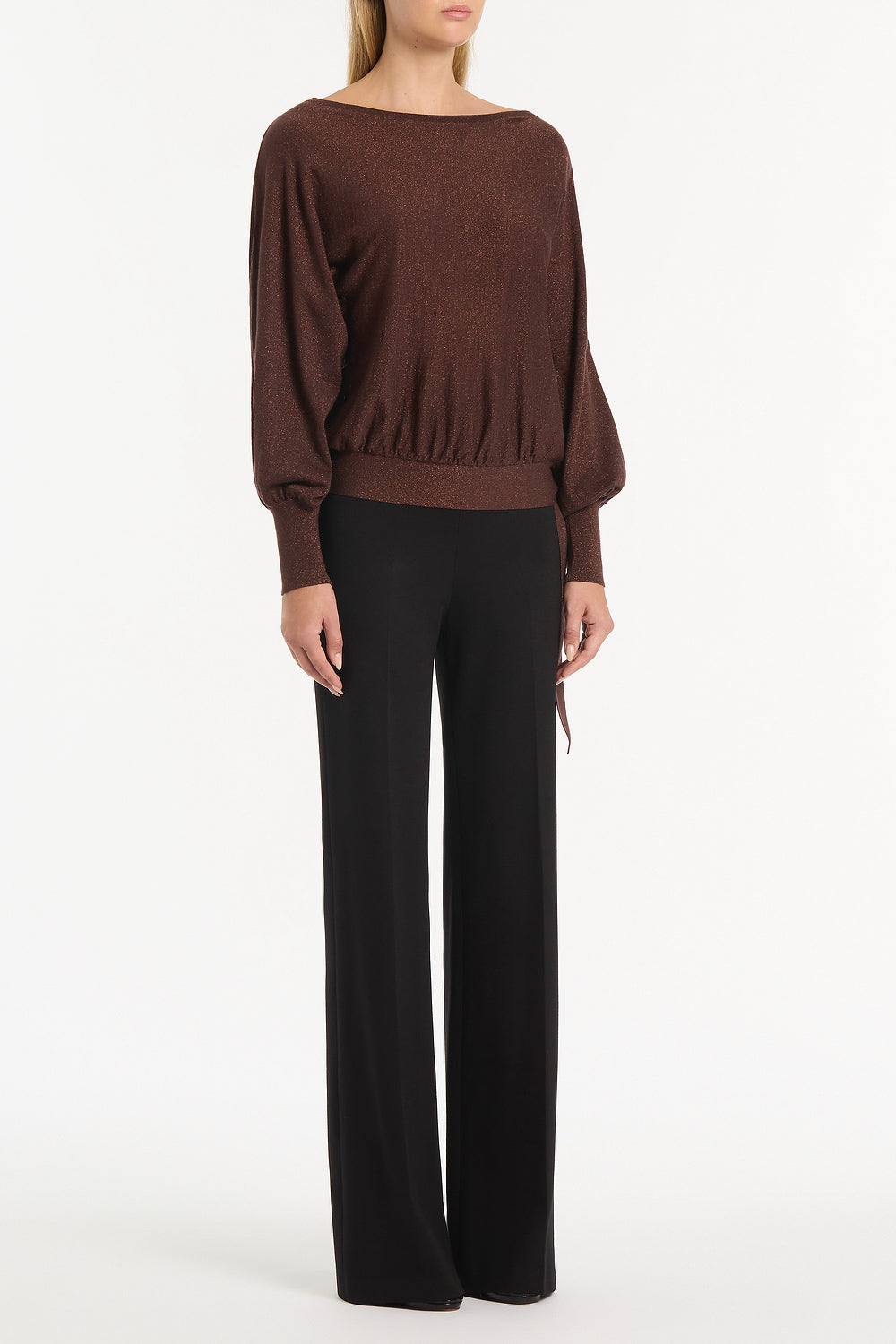Carla Zampatti Copper Tie Knit Top (Brown)