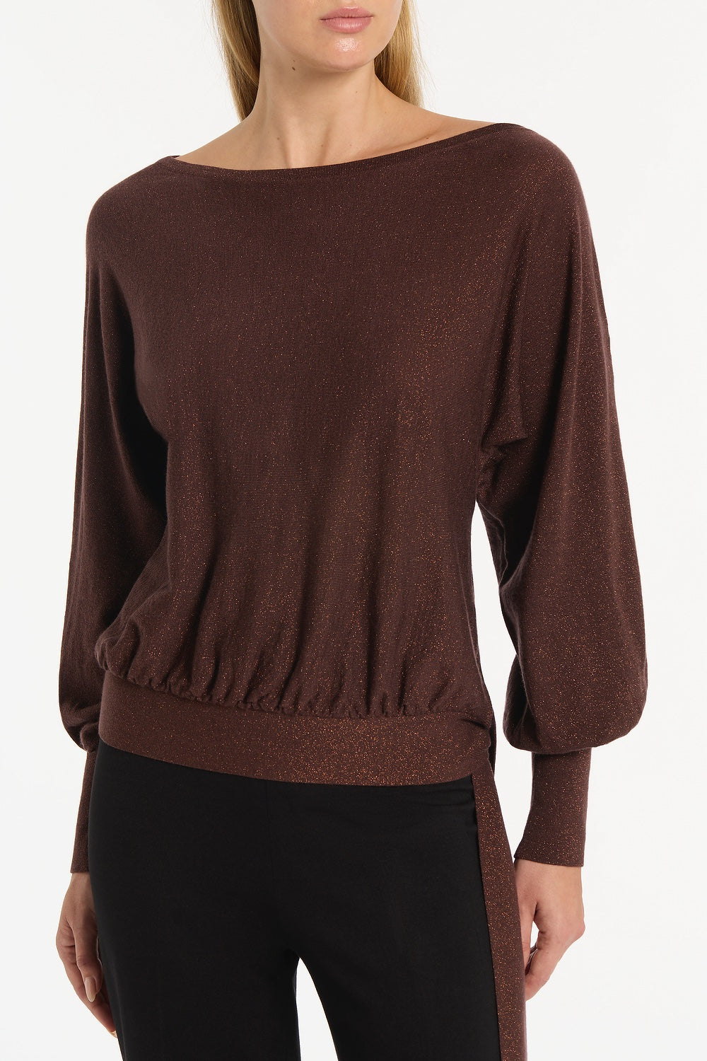Carla Zampatti Copper Tie Knit Top (Brown)