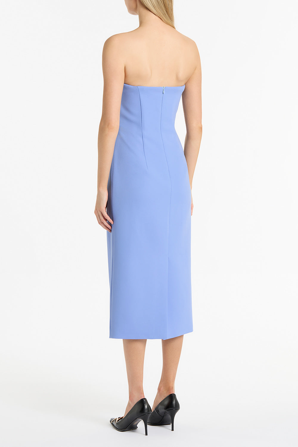 Carla Zampatti Cornflower Crepe Asymmetric Dress (Blue)