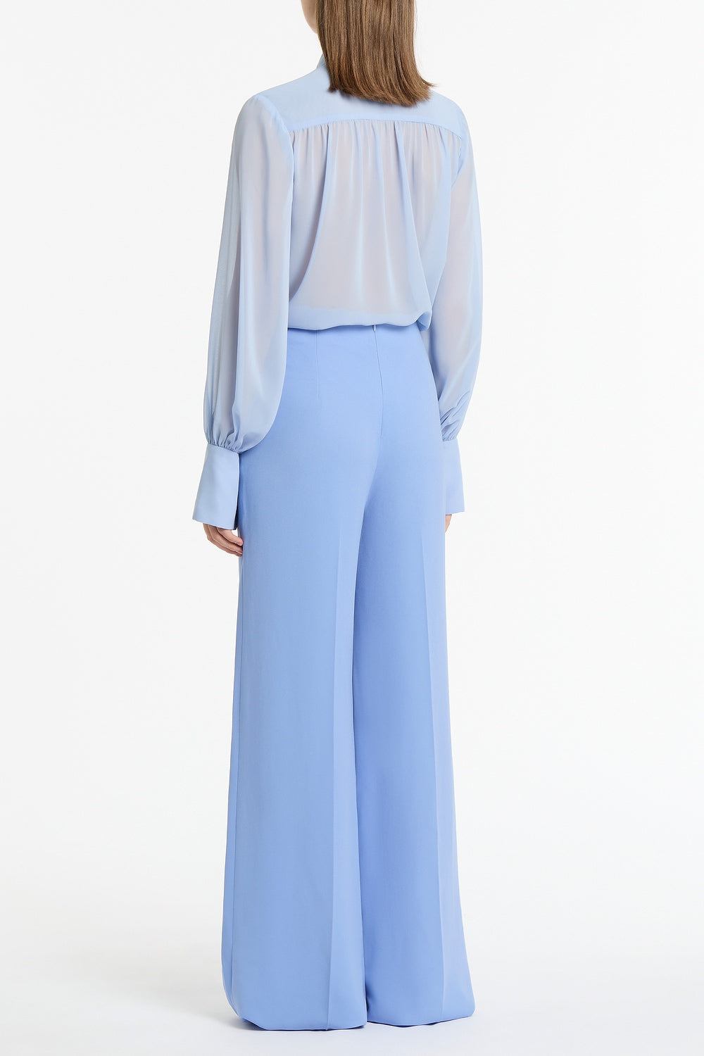 Carla Zampatti Cornflower Crepe High Waisted Wide Leg Pant (Blue)