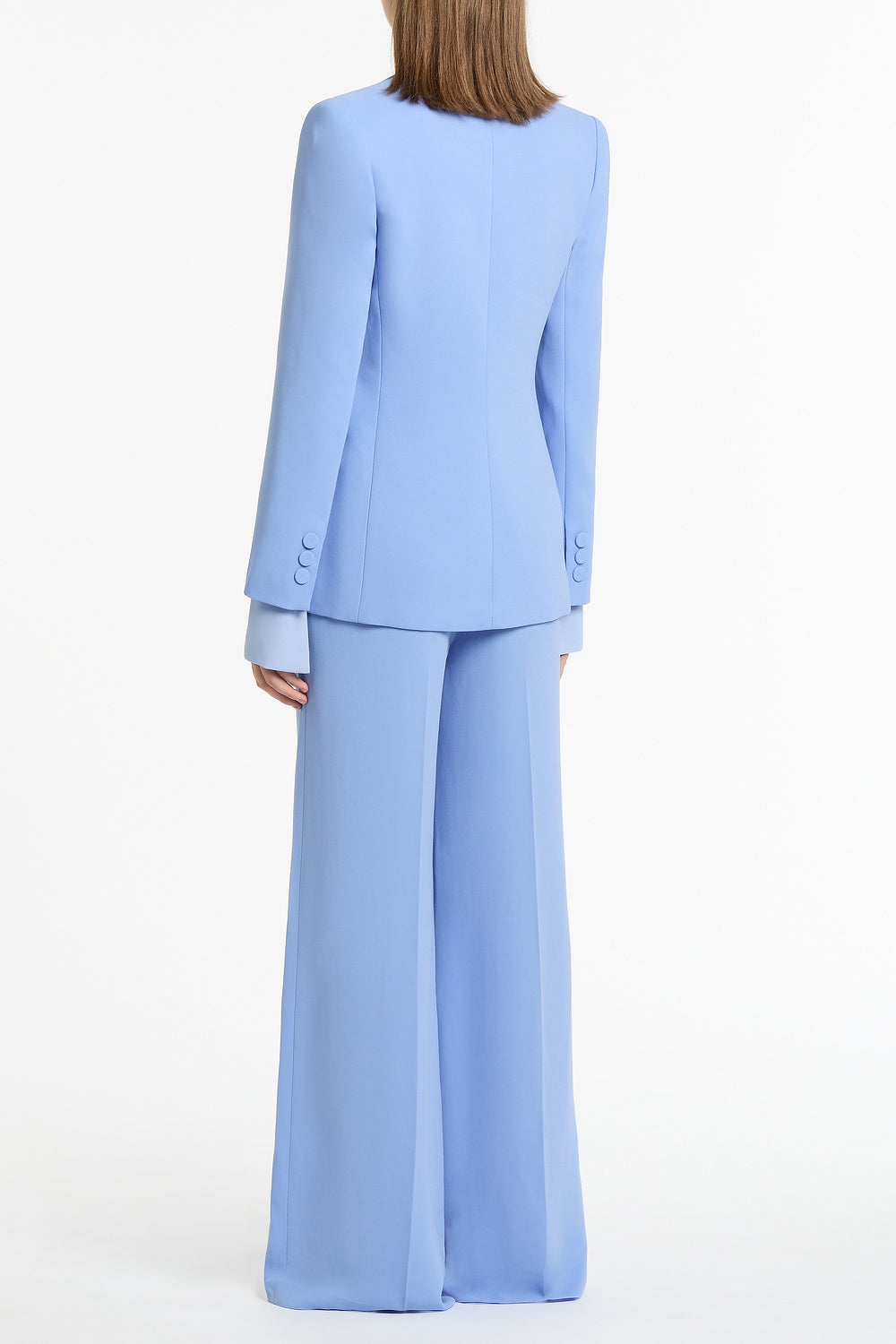 Carla Zampatti Cornflower Crepe Long Line Jacket (Blue)