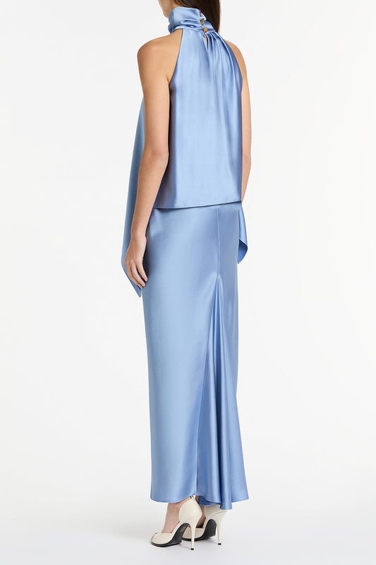 Carla Zampatti Cornflower Satin Bias Skirt (Blue)