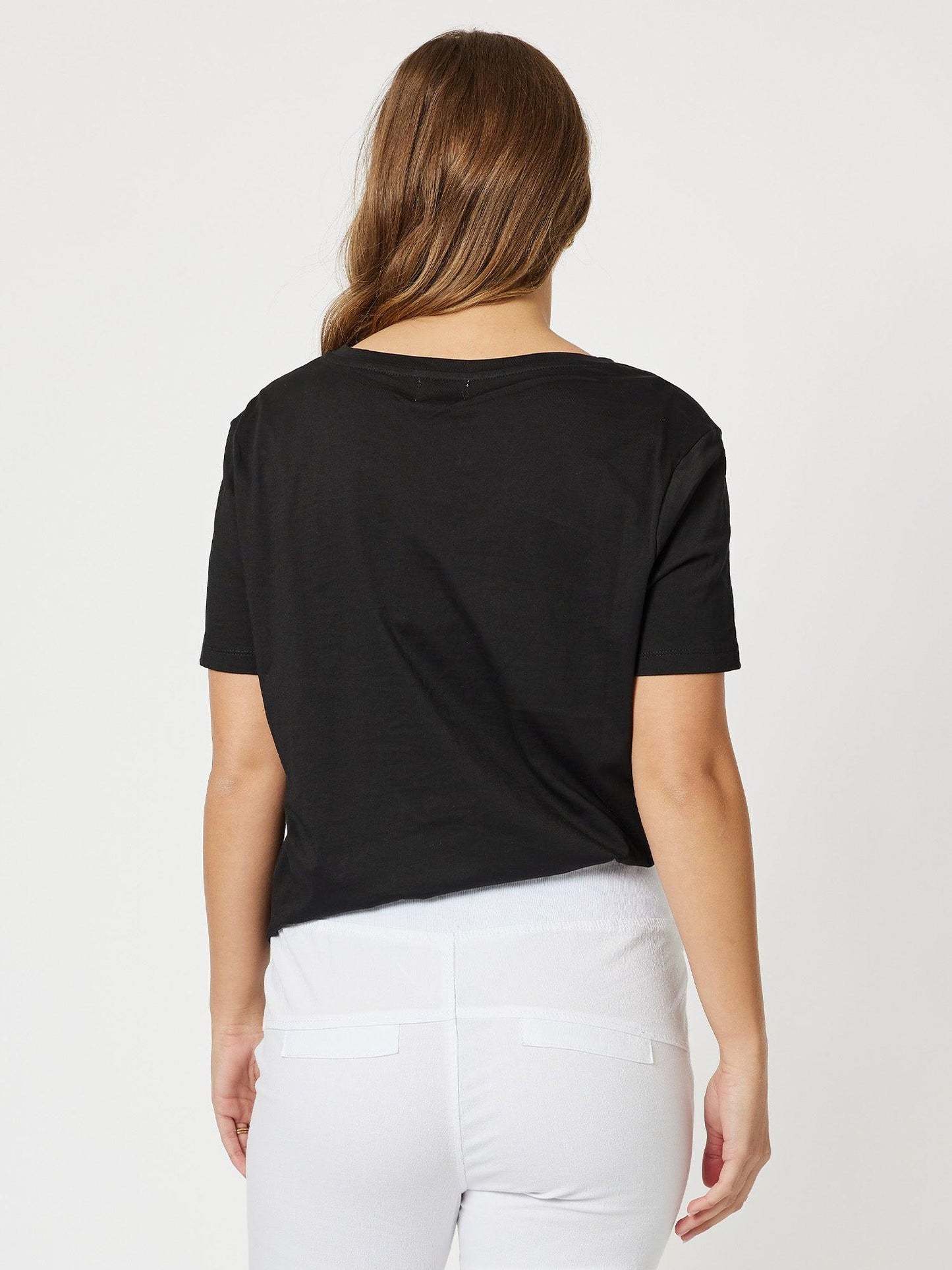 Threadz Cotton V Neck T-shirt (Black)