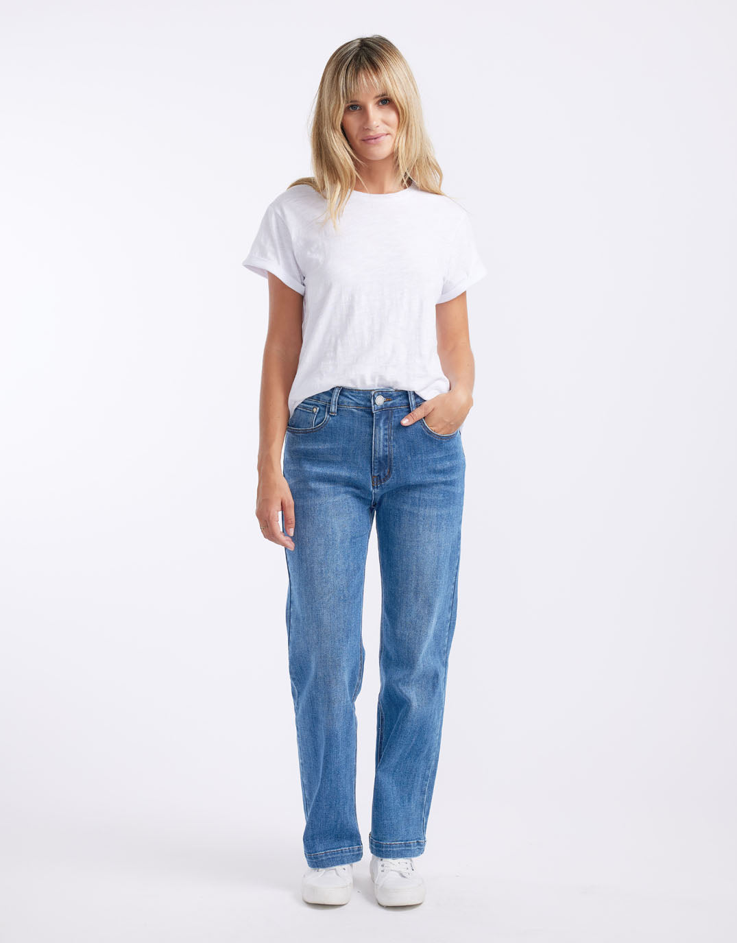 Country Denim Stretch Straight Leg Jean (Light Mid Blue)