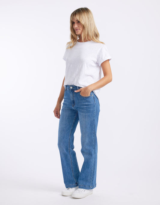 Stretch Straight Leg Jean - (Light Mid Blue)