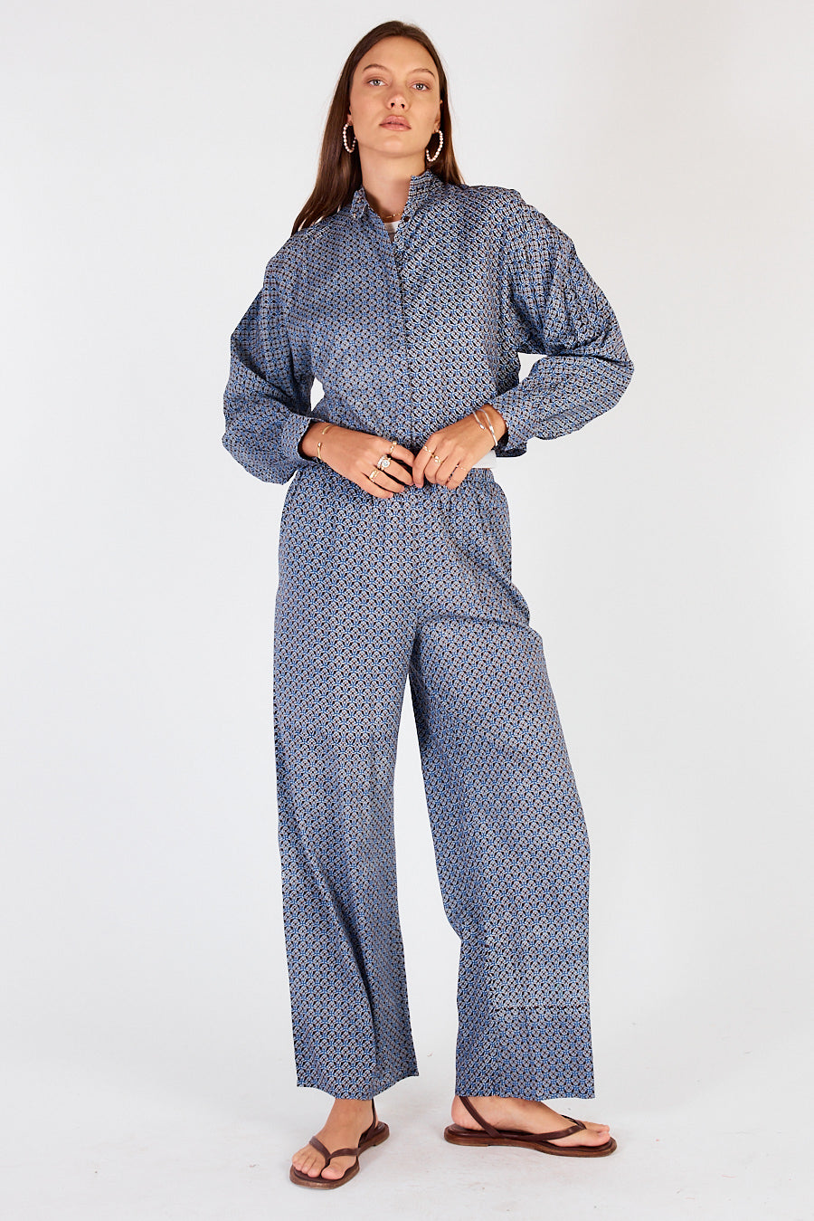 Image of a model wearing Pants. Productname: Cowgirl Surfer Aava Pant Navy in Navy colour by brand - Cowgirl Surfer
