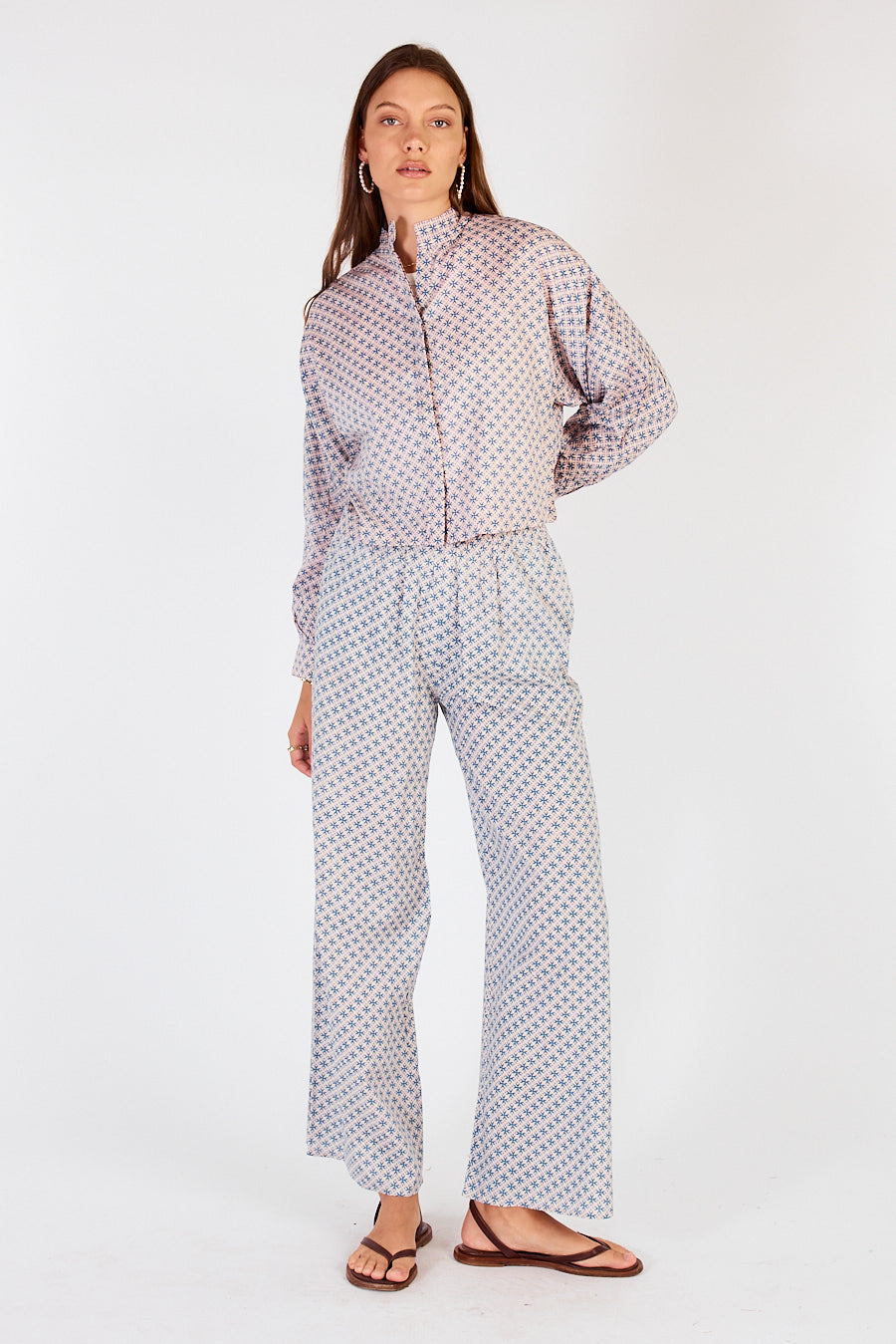 Image of a model wearing Pants. Productname: Cowgirl Surfer Aava Pant Pink in Pink colour by brand - Cowgirl Surfer