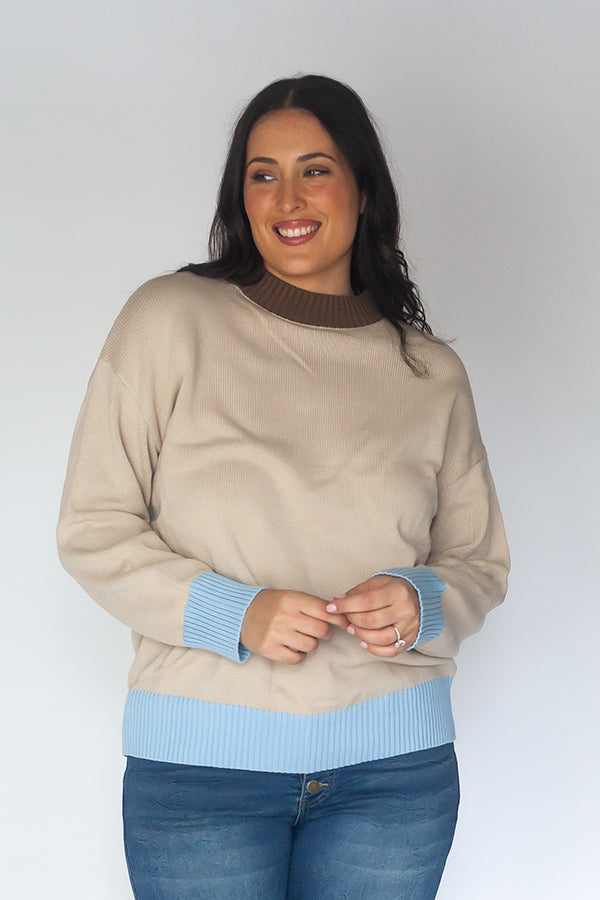 Image of a model wearing Outerwear. Productname: Cowgirl Surfer Emery Pullover Oat in Oat colour by brand - Cowgirl Surfer
