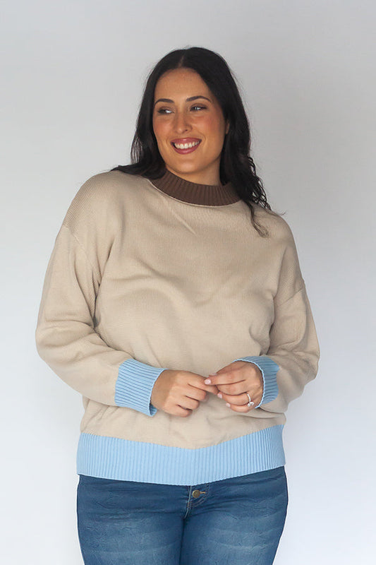 Image of a model wearing Outerwear. Productname: Cowgirl Surfer Emery Pullover Oat in Oat colour by brand - Cowgirl Surfer