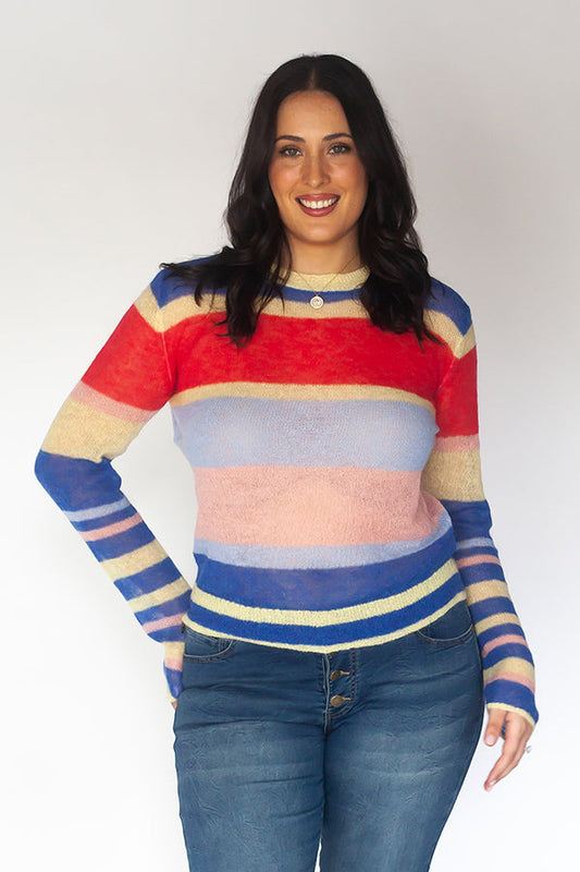 Image of a model wearing Outerwear. Productname: Cowgirl Surfer Hari Pullover Blue in Blue colour by brand - Cowgirl Surfer