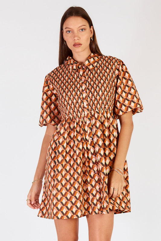 Image of Dresses. Productname: Cowgirl Surfer Loon Shirred Mini in Red colour by brand - Cowgirl Surfer