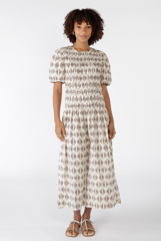 Image of Dresses. Product name - Cowgirl Surfer Mano Shirred Maxi Cream in Red colour by brand - Cowgirl Surfer