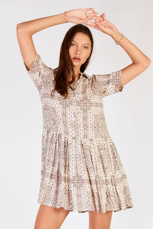 Image of Dresses. Productname: Cowgirl Surfer Nudo Pleated Mini Cream in Cream colour by brand - Cowgirl Surfer