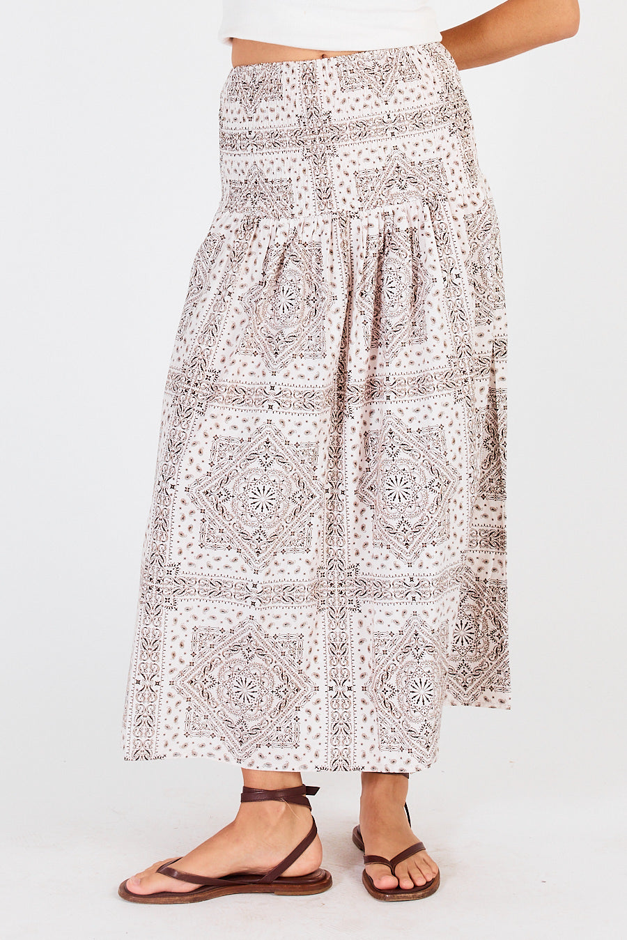 Cowgirl Surfer Cowgirl Nudo Shirred Skirt Cream (Red)
