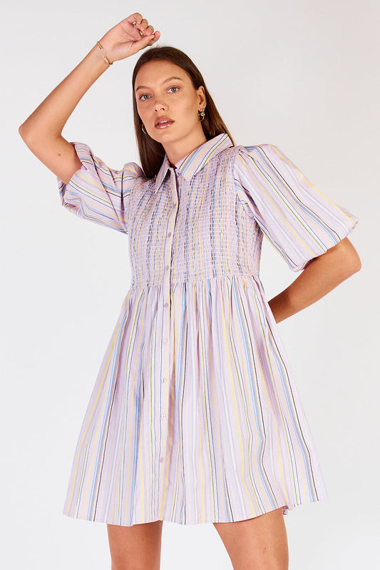 Image of Dresses. Productname: Cowgirl Surfer Pastille Shirred Mini Musk in Red colour by brand - Cowgirl Surfer