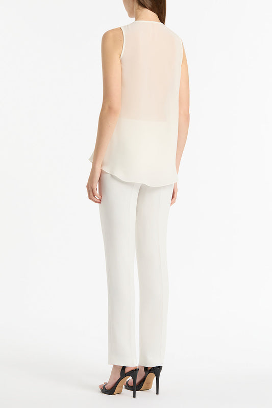 Carla Zampatti Georgette Fluted Tank (Cream)