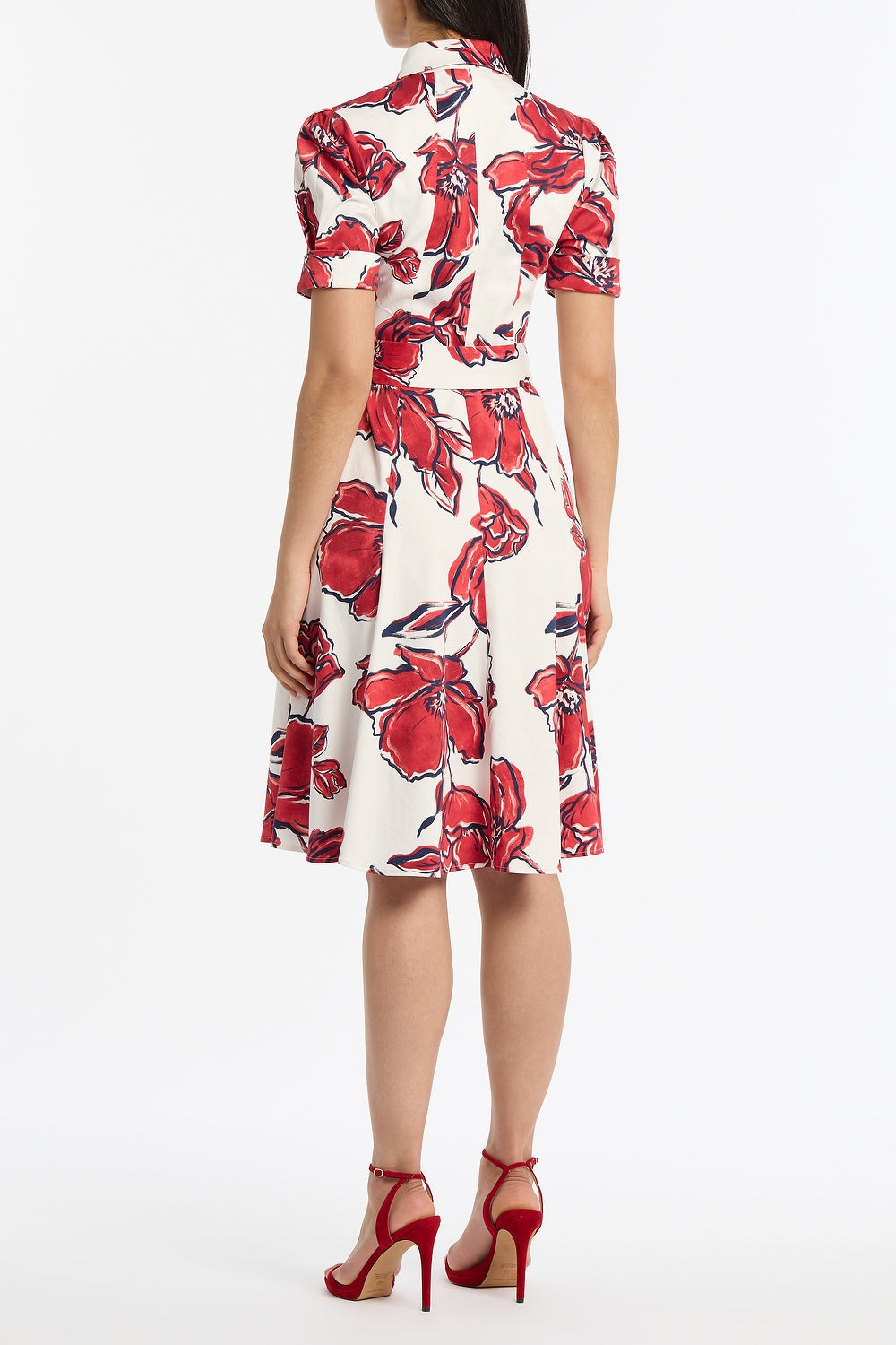 Carla Zampatti Crimson Bouquet Sateen Shirt Dress (Red)