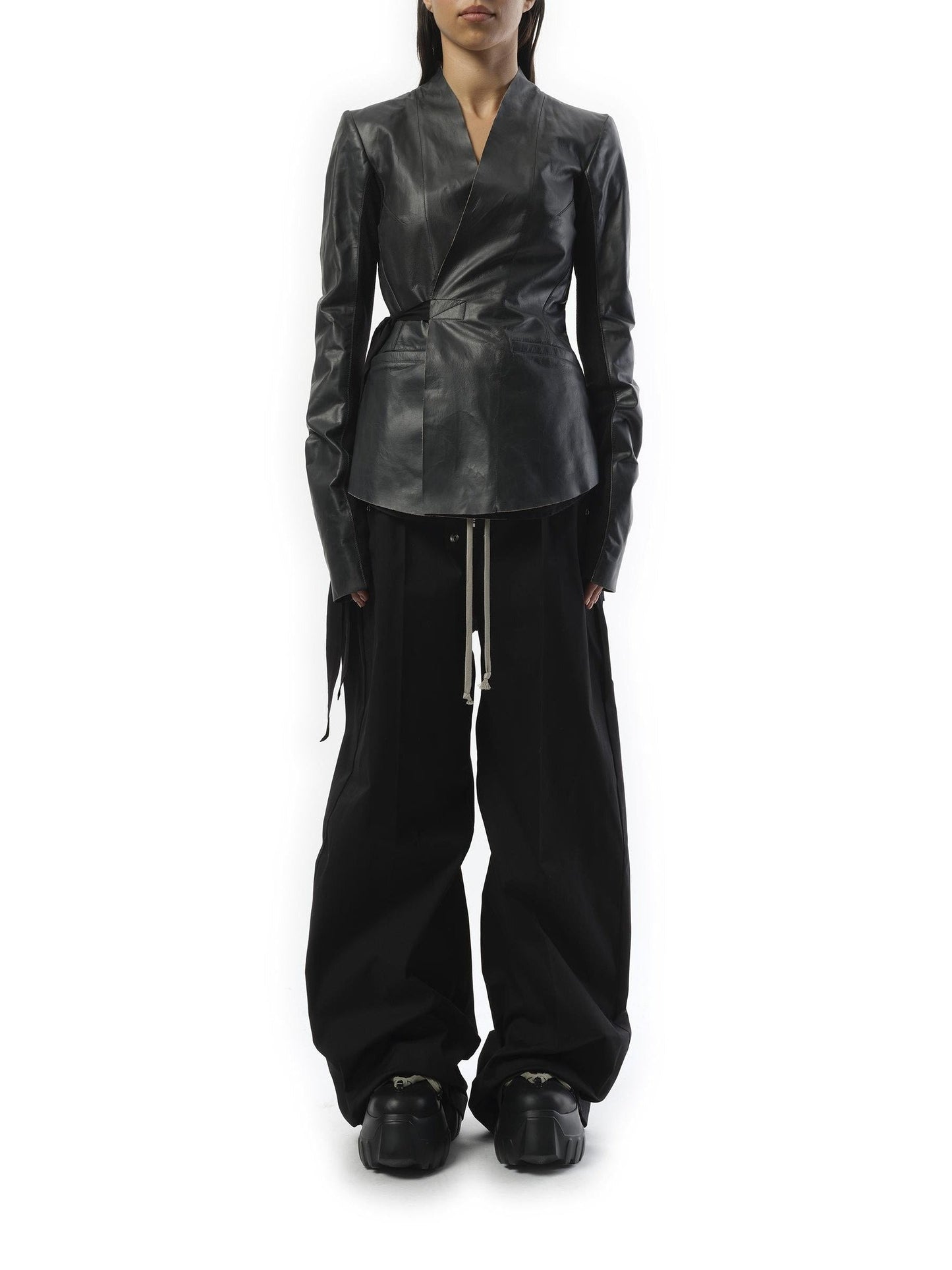 RICK OWENS Hollywood Leather Jacket (Black)
