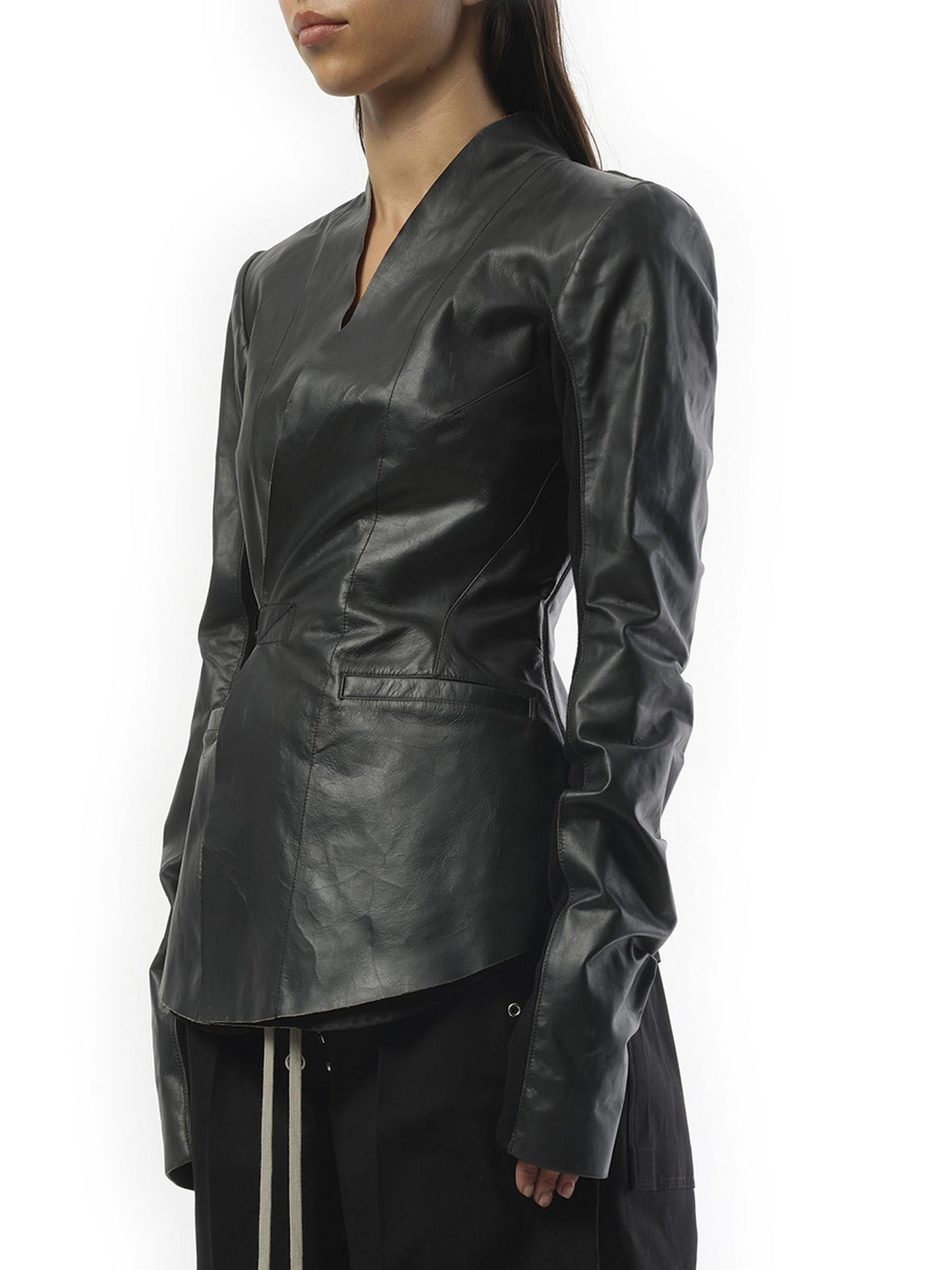 RICK OWENS Hollywood Leather Jacket (Black)