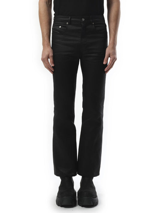 Image of a model wearing Pants. Productname: RICK OWENS Headon Utility Pants in BLACK colour by brand - RICK OWENS
