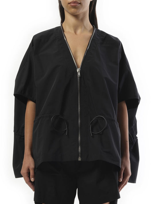 Image of a model wearing Outerwear. Productname: RICK OWENS Sail Jacket in Black colour by brand - RICK OWENS