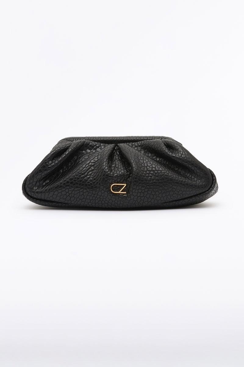 Image of Bags. Product name - Cz Black Pebble Cloud Clutch in Black colour by brand - Carla Zampatti