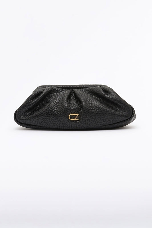 Image of Bags. Product name - Cz Black Pebble Cloud Clutch in Black colour by brand - Carla Zampatti