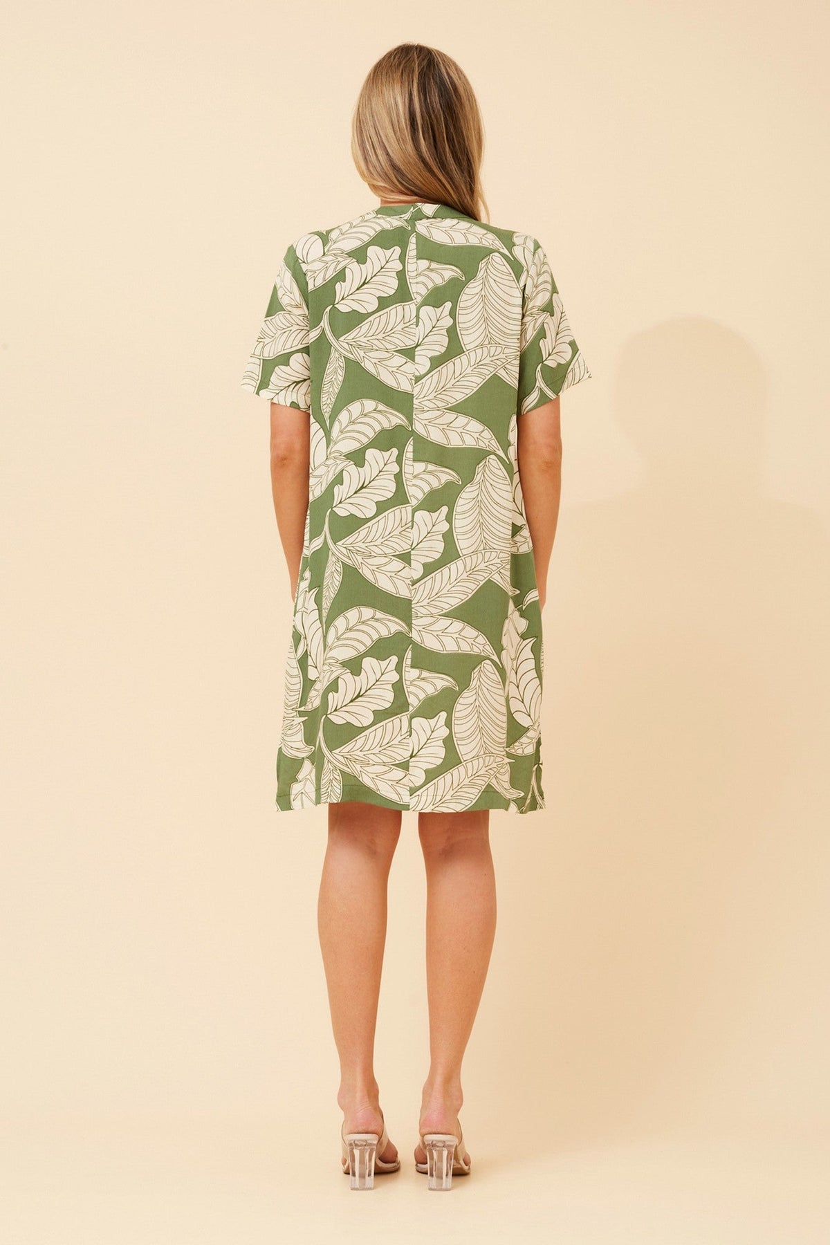 CHAVA LEAF PRINT DRESS (Green)