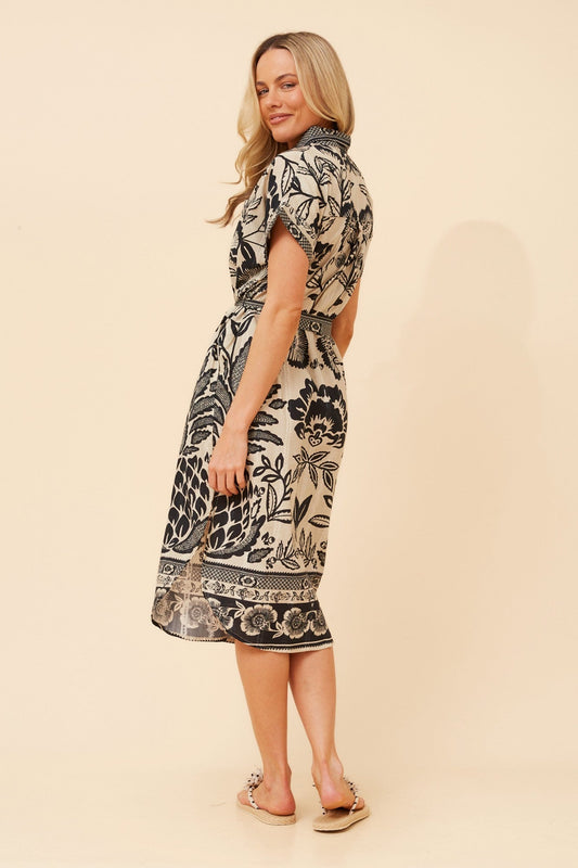KEYA FLORAL SHIRT DRESS (Multi Beige)