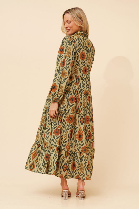 MEERA FLORAL MAXI DRESS (Multi Green)
