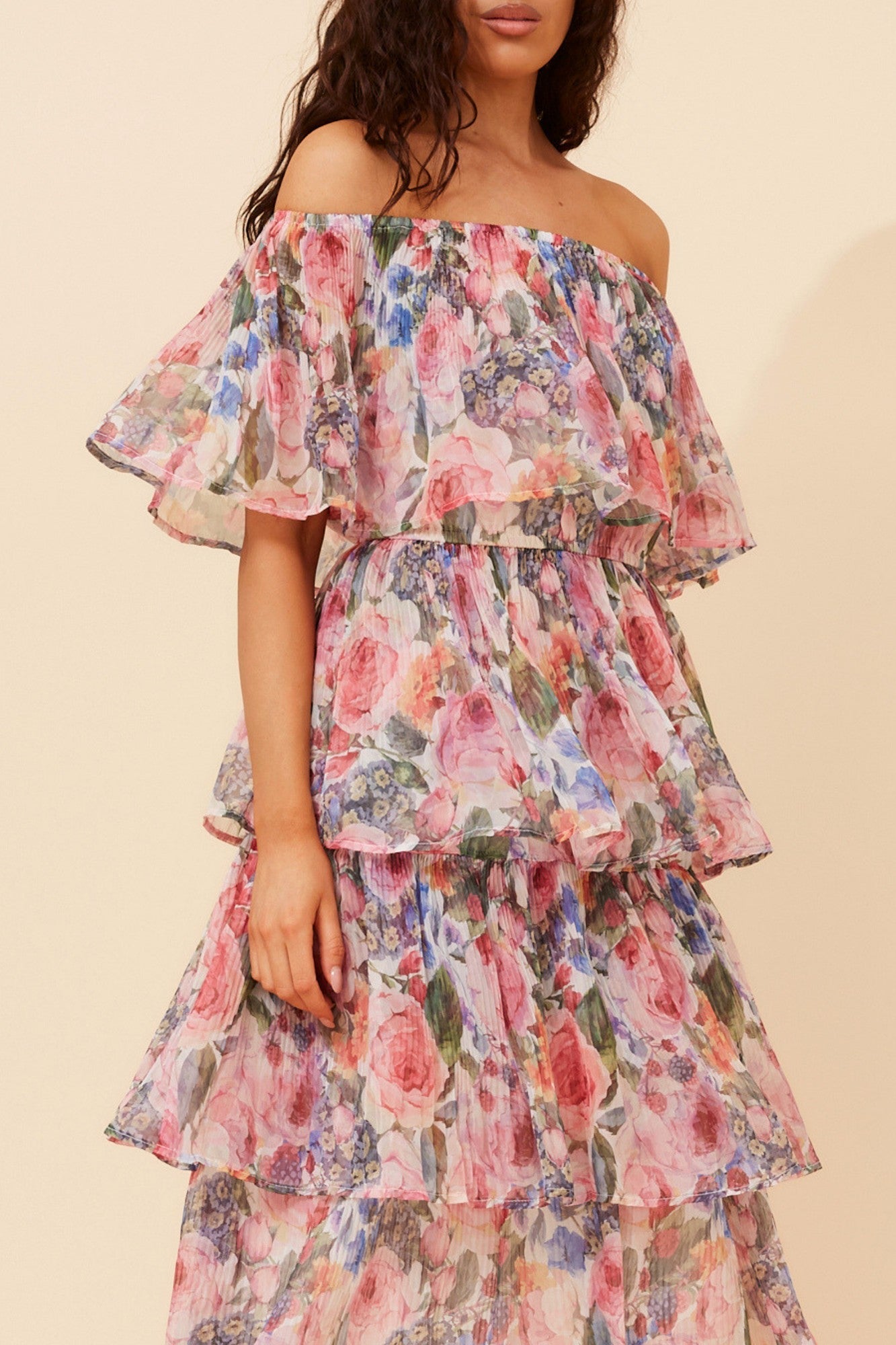 SAMARA FLORAL MIDI DRESS (Multi White)