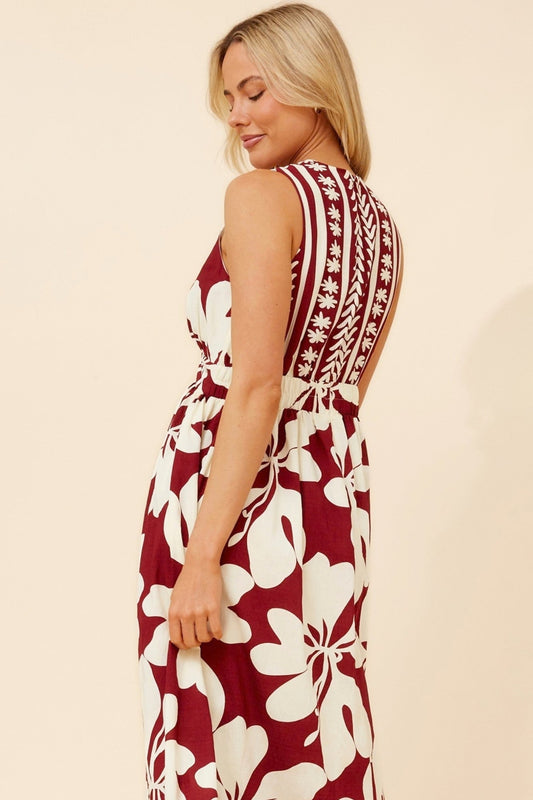 Stella MARA BORDER PRINT MAXI DRESS (Rich Red)