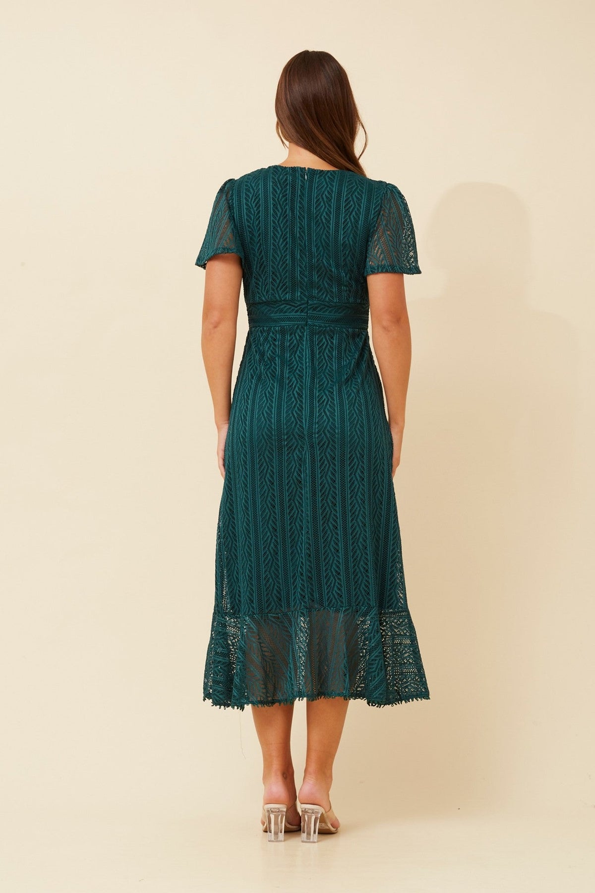 Caroline Morgan Australia GODIVA LACE MIDI DRESS (Emerald)