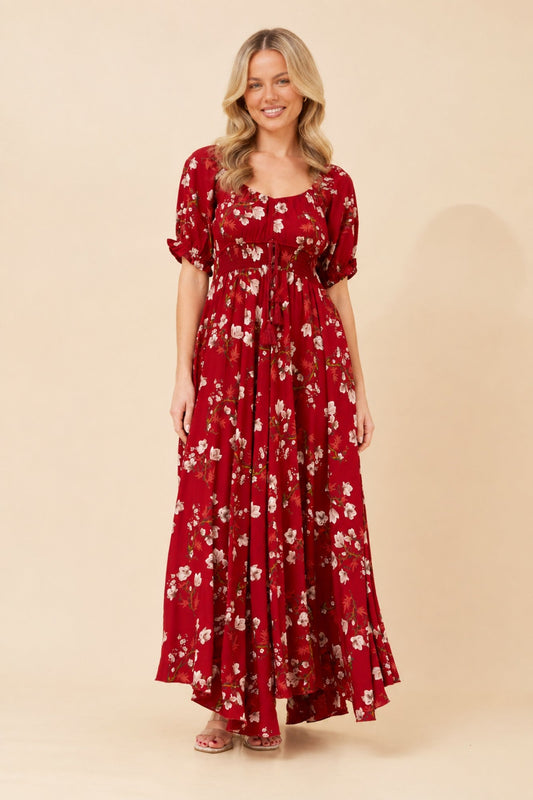 Image of Dresses. Product name - DAISY FLORAL MAXI DRESS in Multi Navy colour by brand - Caroline Morgan Australia