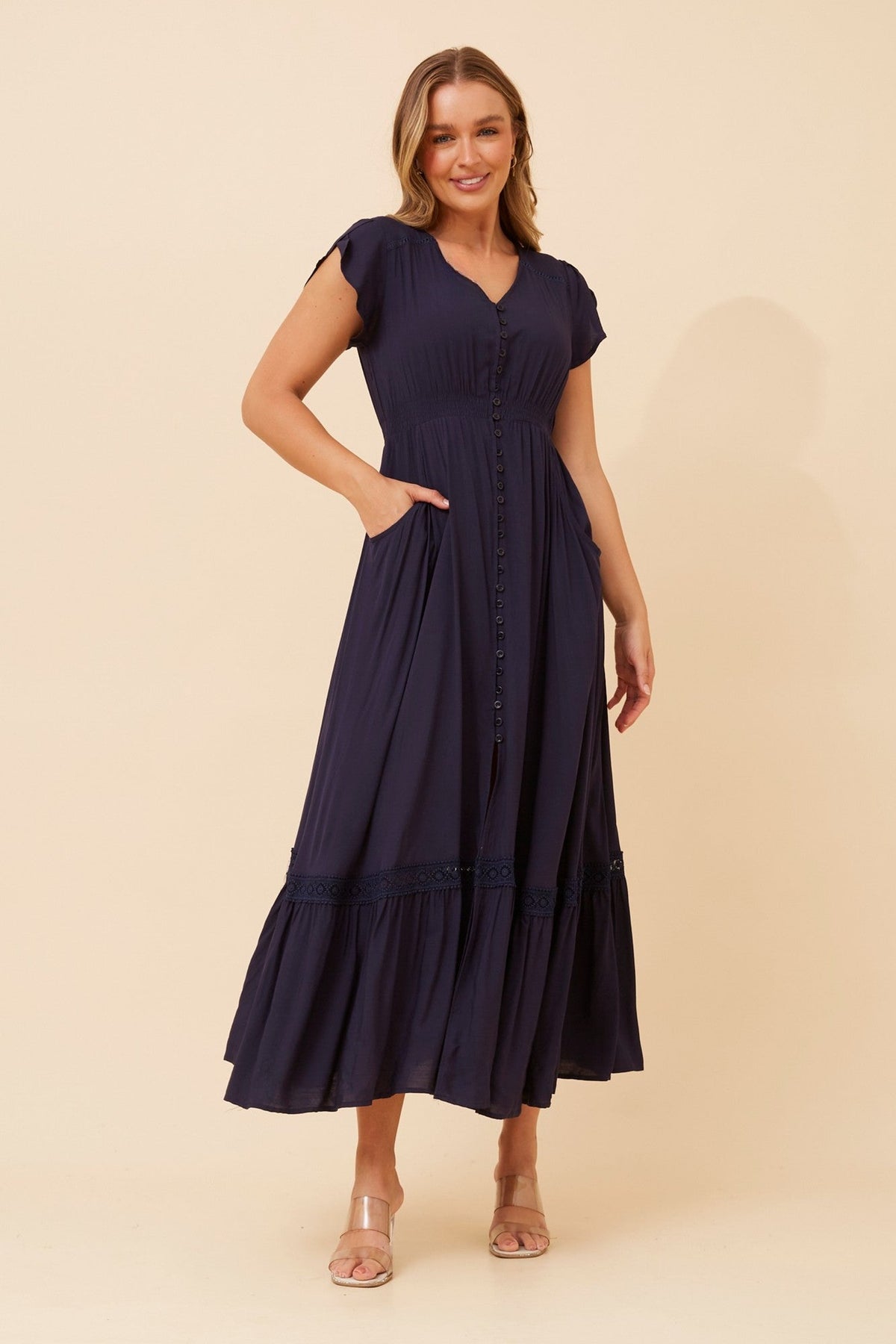 Caroline Morgan Australia MOROCCO MAXI DRESS (Navy)