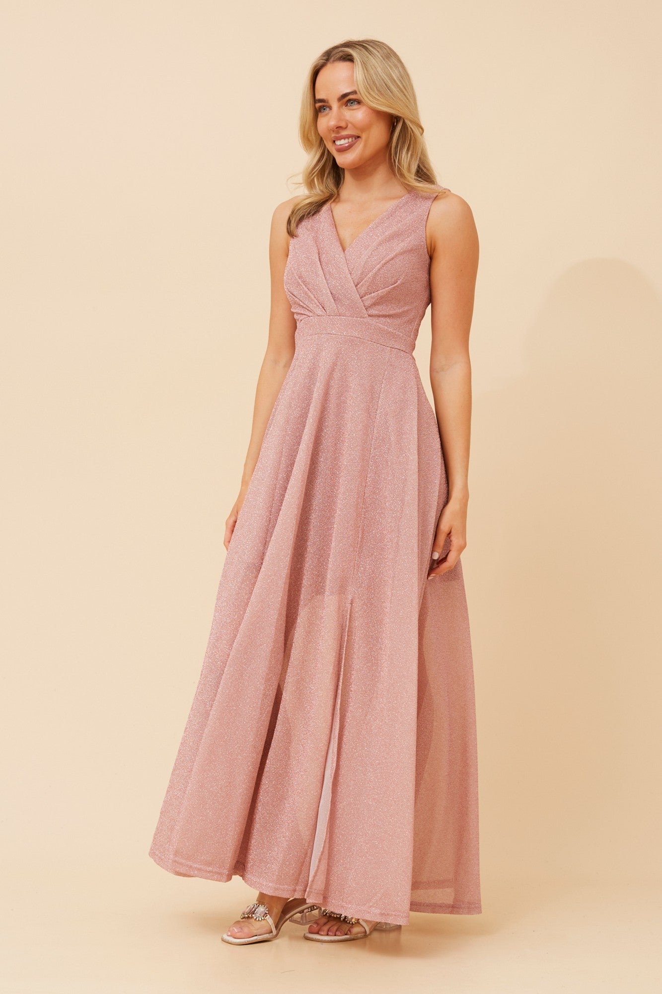 PARIS GLITTER MAXI DRESS (Blush)