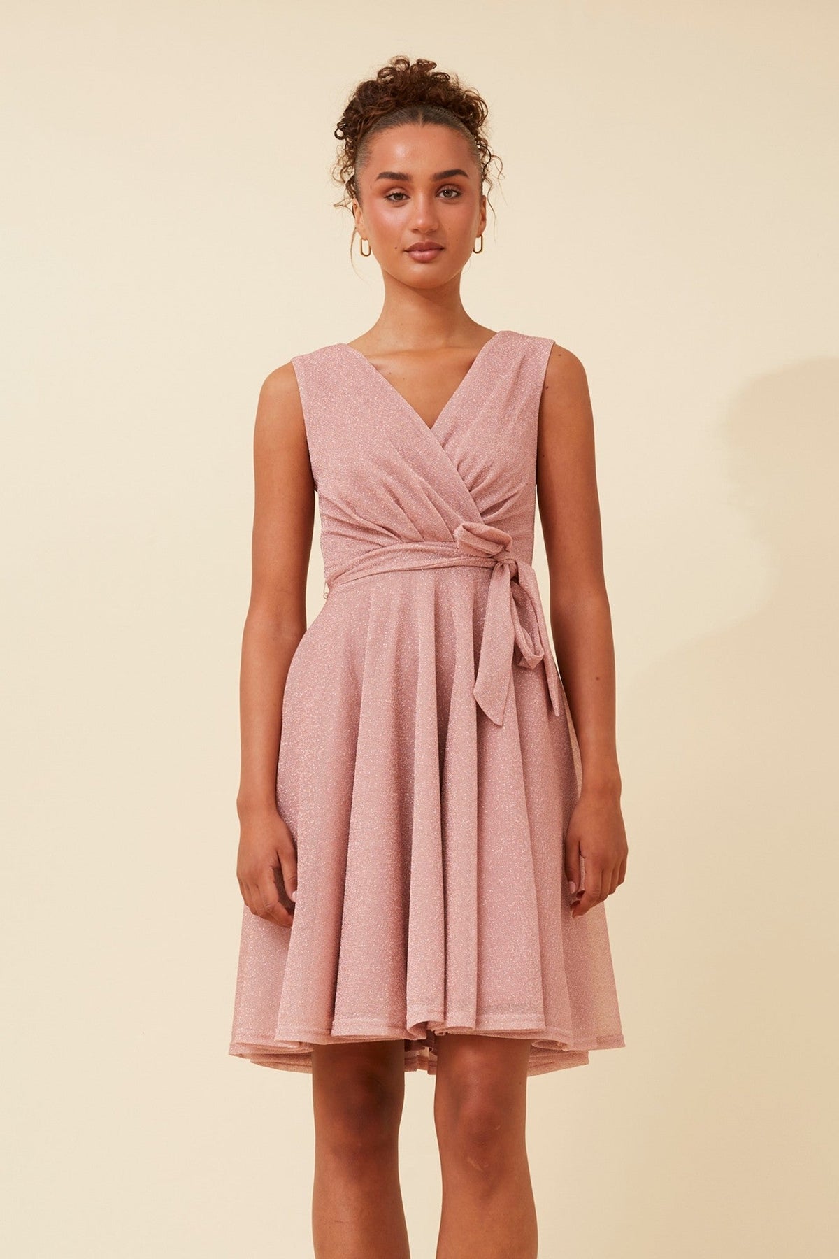 Caroline Morgan Australia ANDI GLITTER SHORT DRESS (Blush)