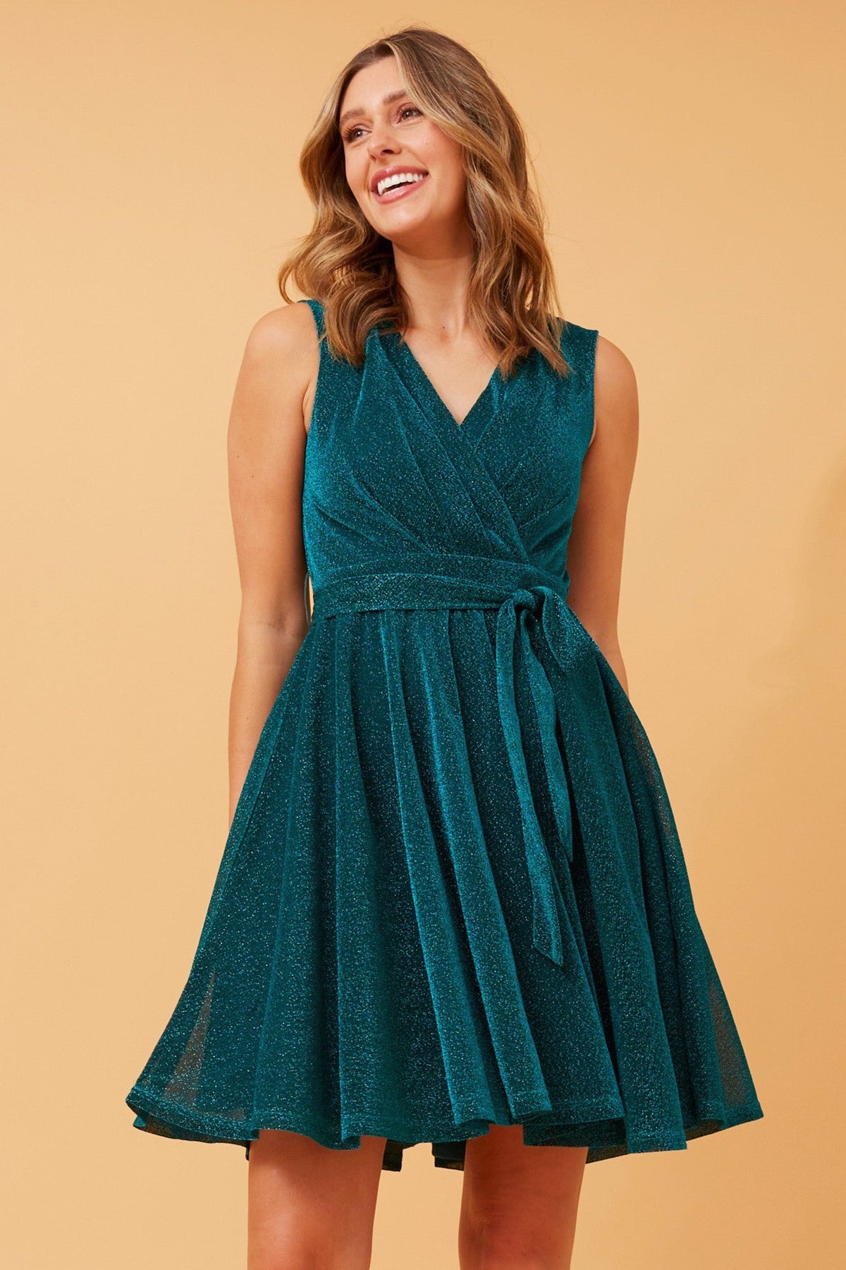 ANDI GLITTER SHORT DRESS (Emerald)