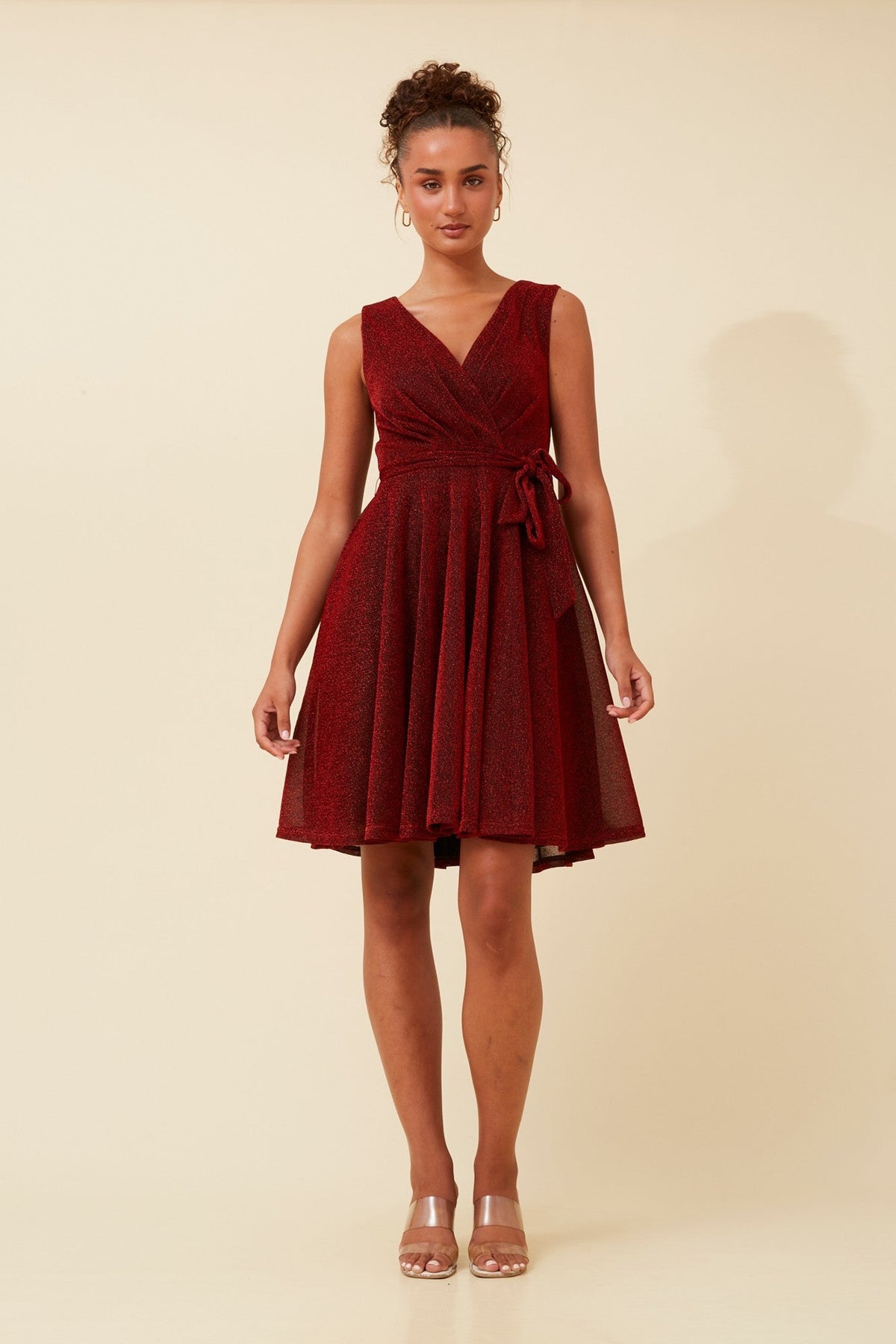Caroline Morgan Australia ANDI GLITTER SHORT DRESS (Red)