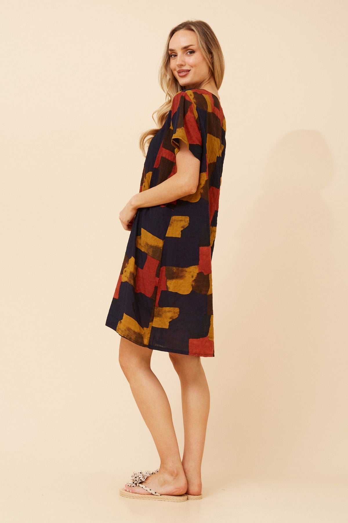 Image of Dresses. Product name - VINE ABSTRACT PRINT DRESS in Jade colour by brand - Caroline Morgan Australia