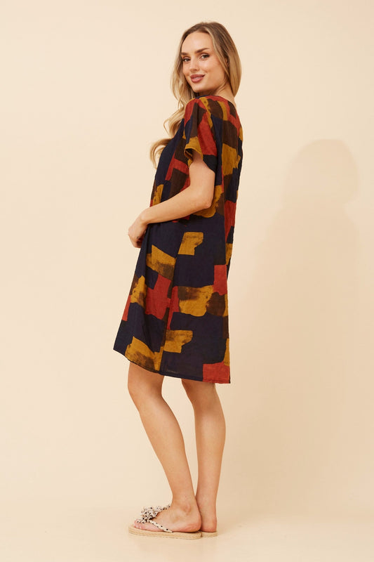 Image of Dresses. Product name - VINE ABSTRACT PRINT DRESS in Jade colour by brand - Caroline Morgan Australia