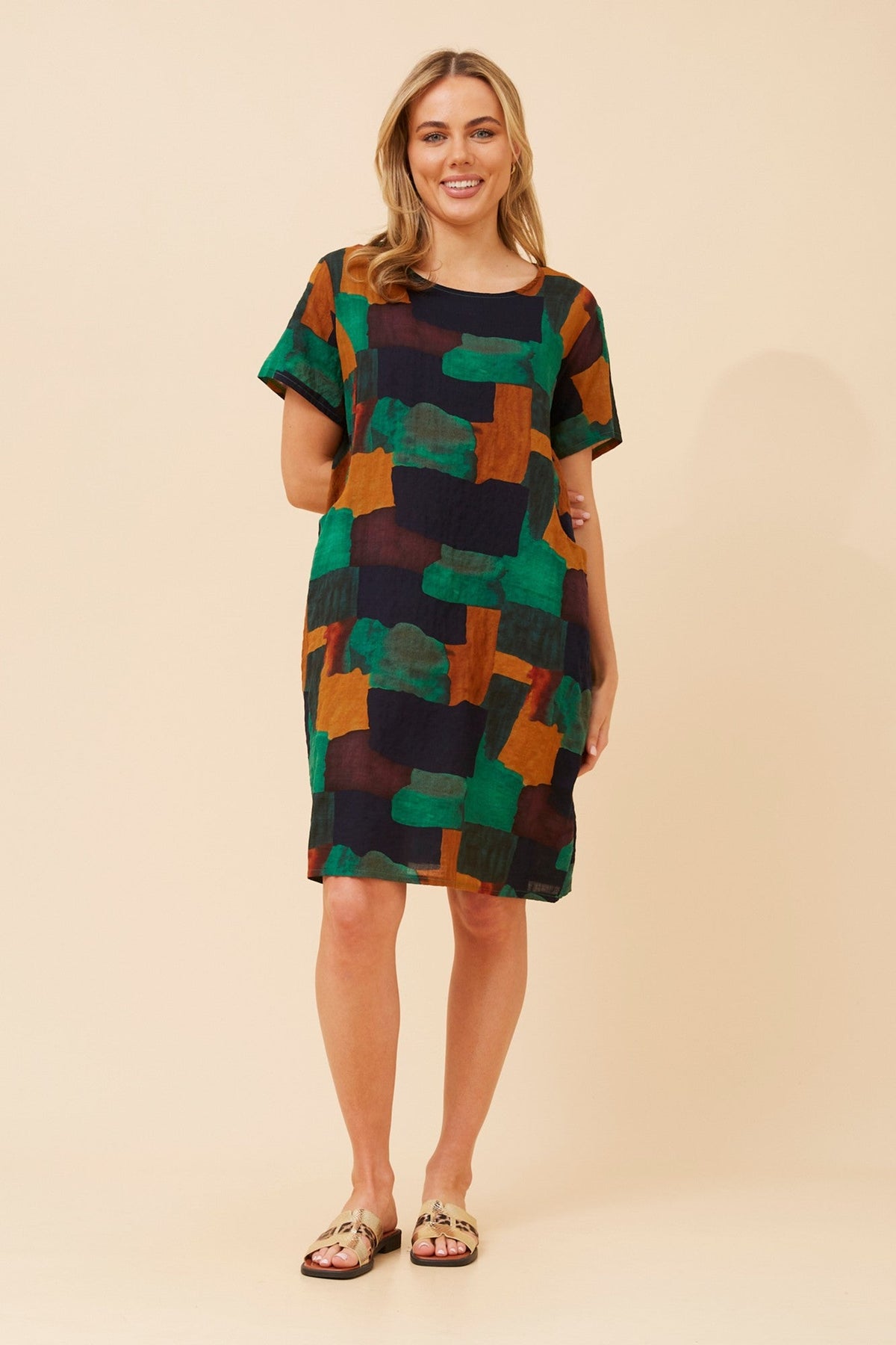VINE ABSTRACT PRINT DRESS (Jade)
