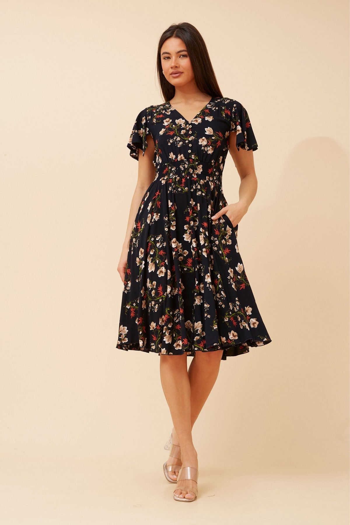 SANDY FLORAL DRESS (Multi Navy)