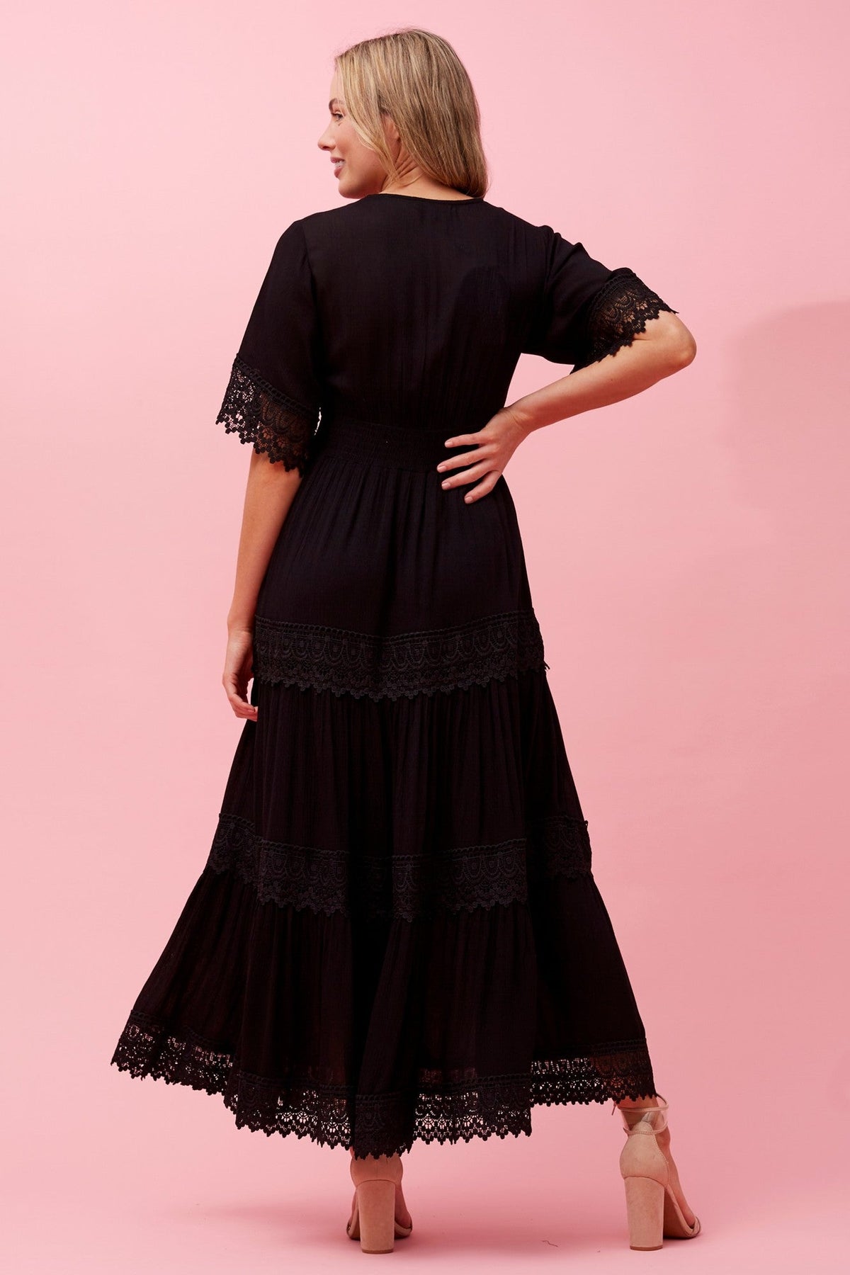 Caroline Morgan Australia BYRON LACE MAXI DRESS (Black)