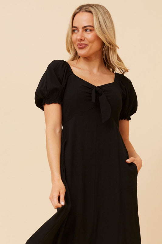 Caroline Morgan Australia FAITH BOW FRONT DRESS (Black)