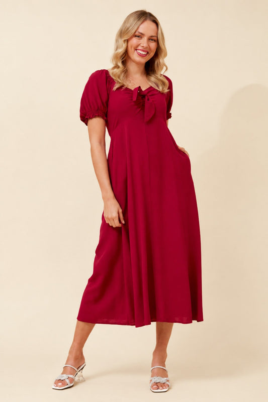 Caroline Morgan Australia FAITH BOW FRONT DRESS (Red)