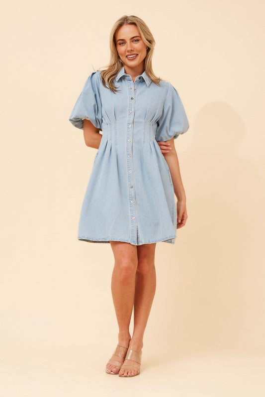JENNIFER DENIM SHIRT DRESS (Light Denim)