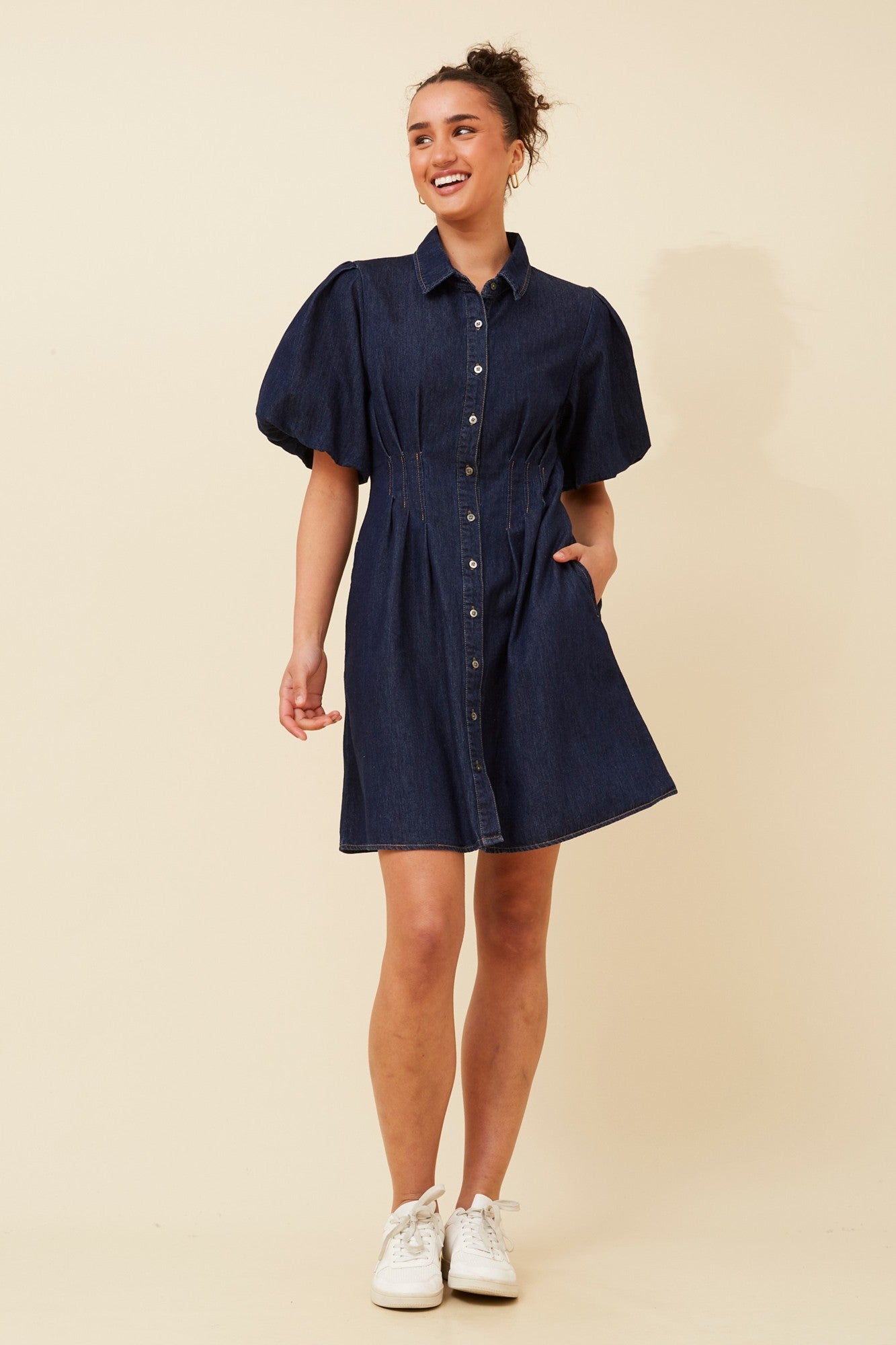 JENNIFER DENIM SHIRT DRESS (Light Denim)
