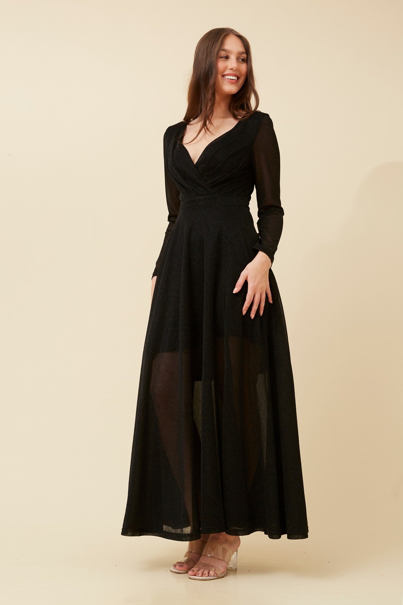 DREA MAXI GLITTER DRESS (Black)