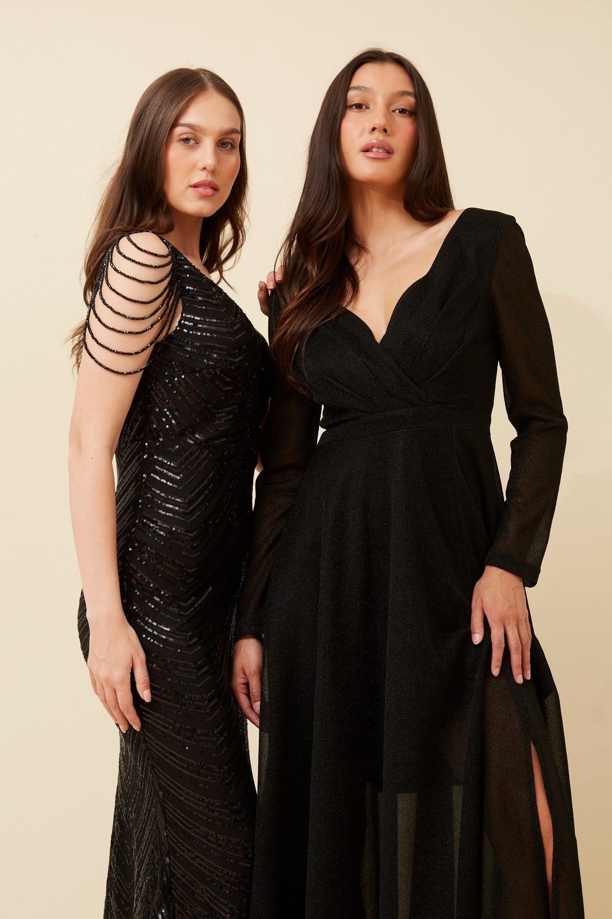 DREA MAXI GLITTER DRESS (Black)